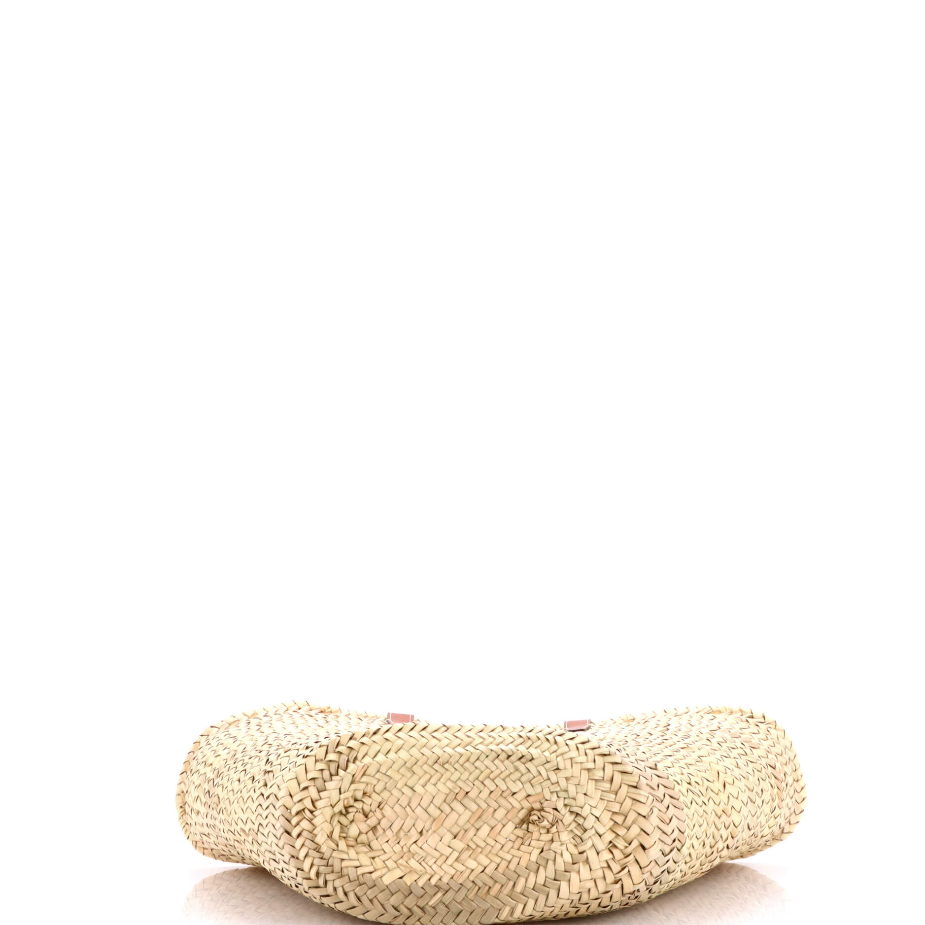 Triomphe Basket Shoulder Bag Raffia with Leather Medium