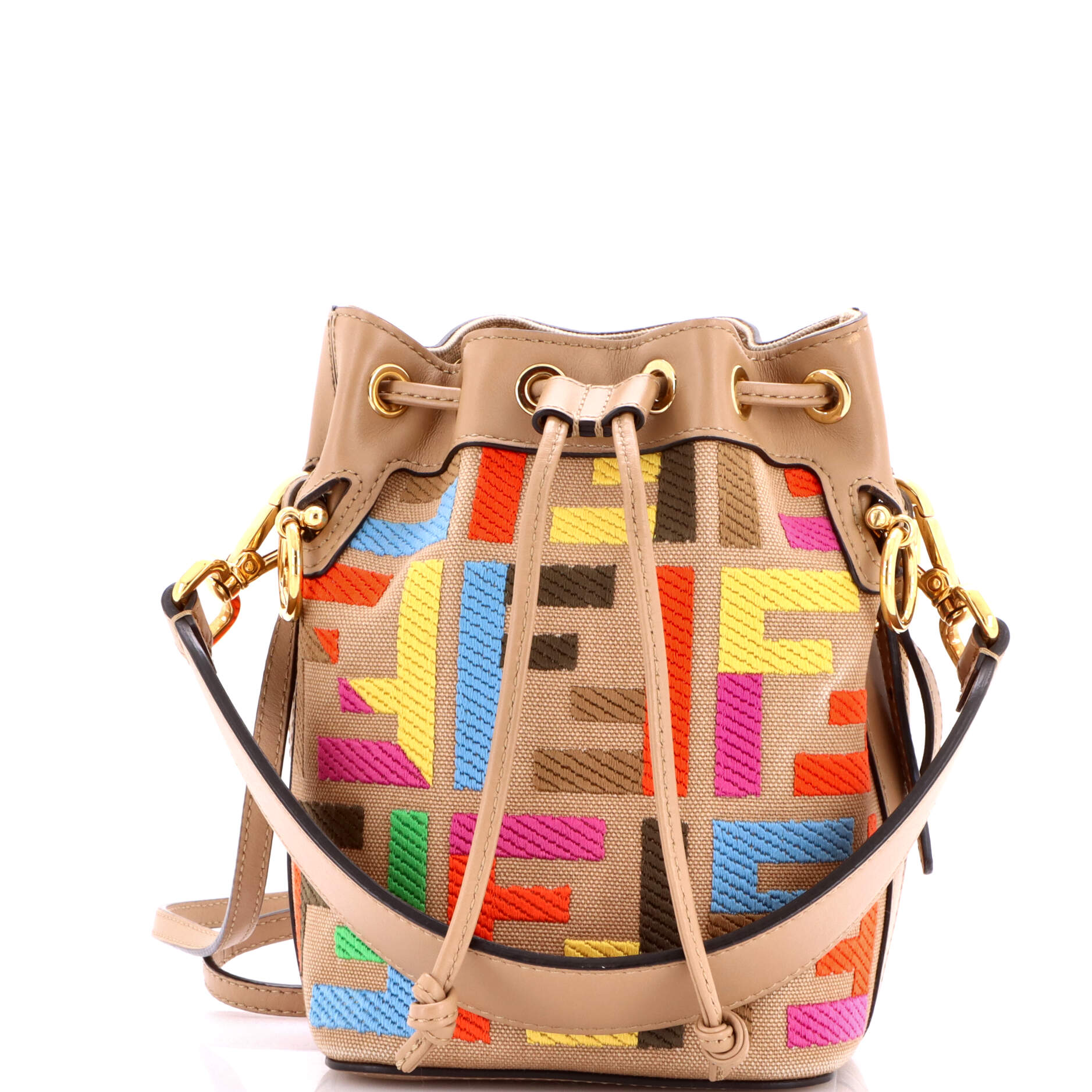 Mon Tresor Bucket Bag Zucca Embroidered Canvas Mini