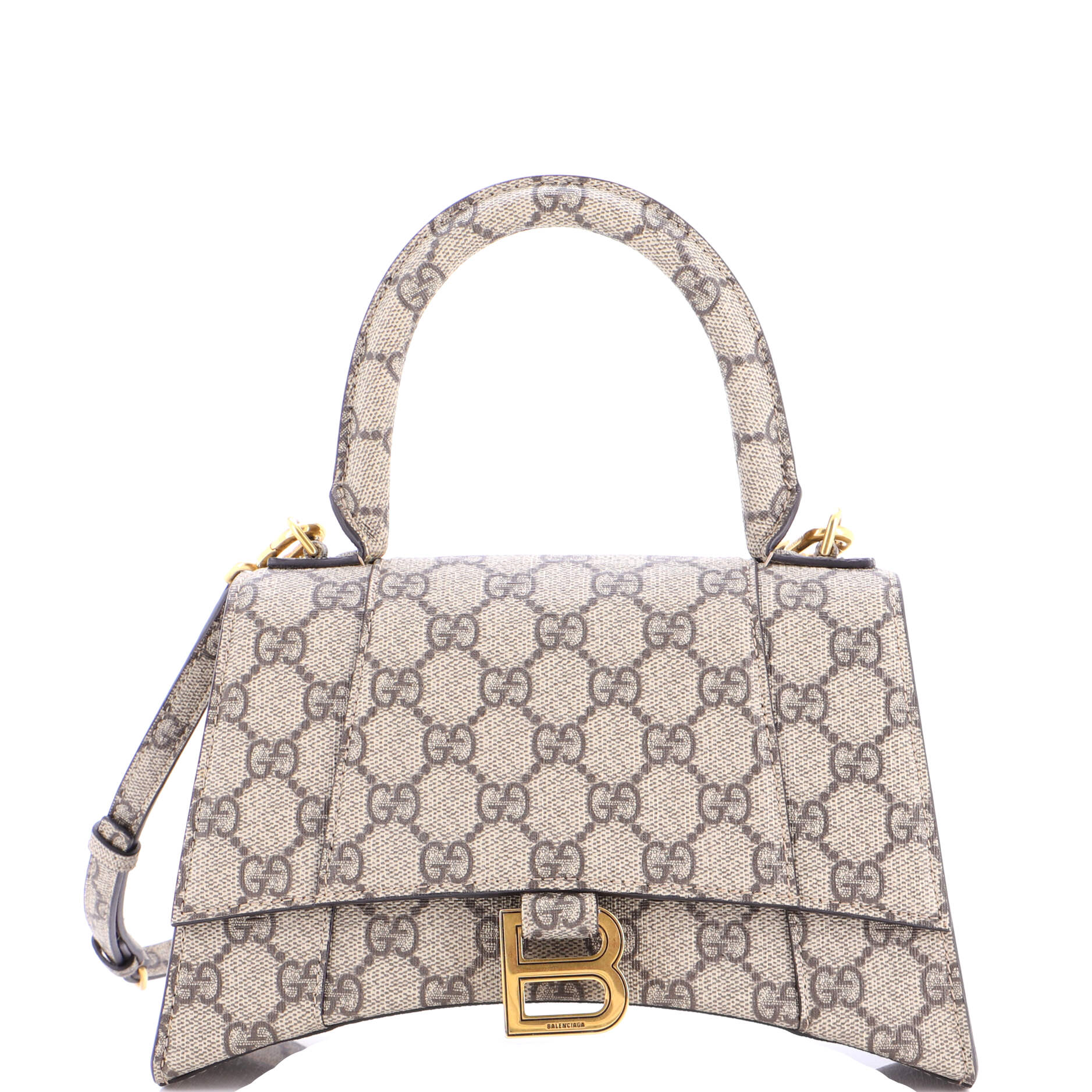 x Balenciaga The Hacker Project Hourglass Top Handle Bag GG Coated Canvas Small