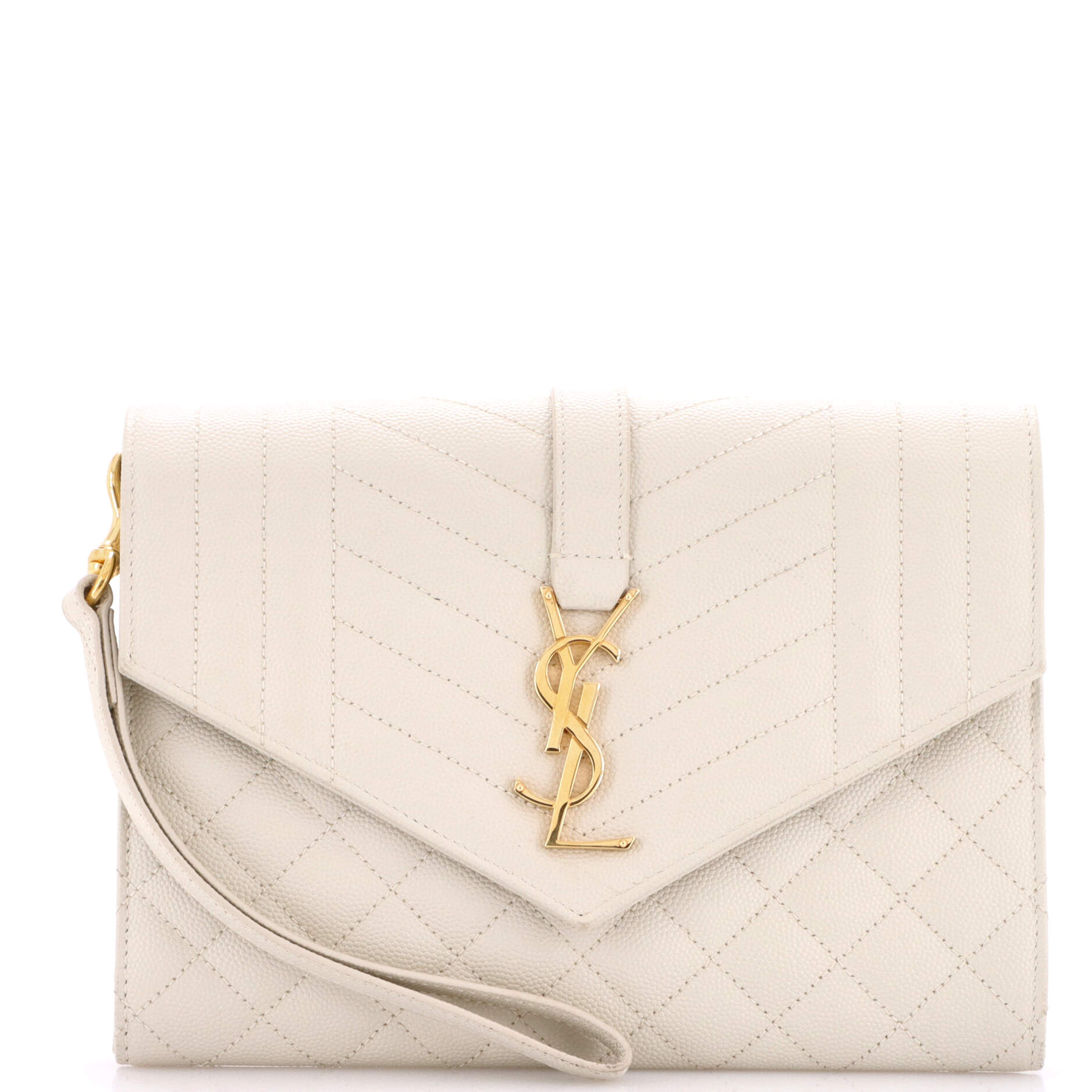 Classic Monogram Envelope Wristlet Clutch Mixed Matelasse Leather