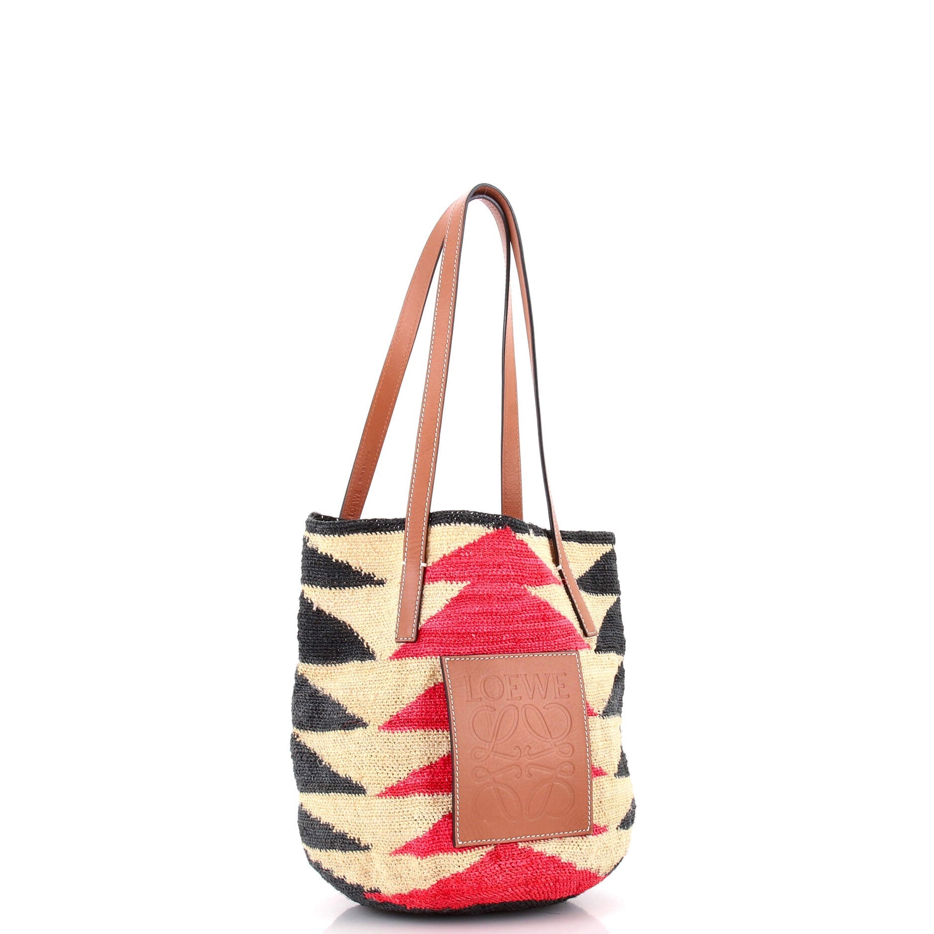 Paula's Ibiza Basket Tote Raffia with Leather Small