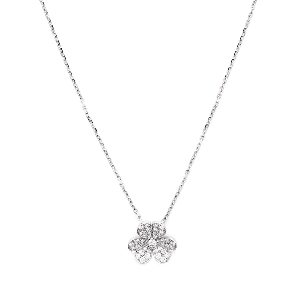 Frivole Pendant Necklace 18K White Gold with Pave Diamonds Small