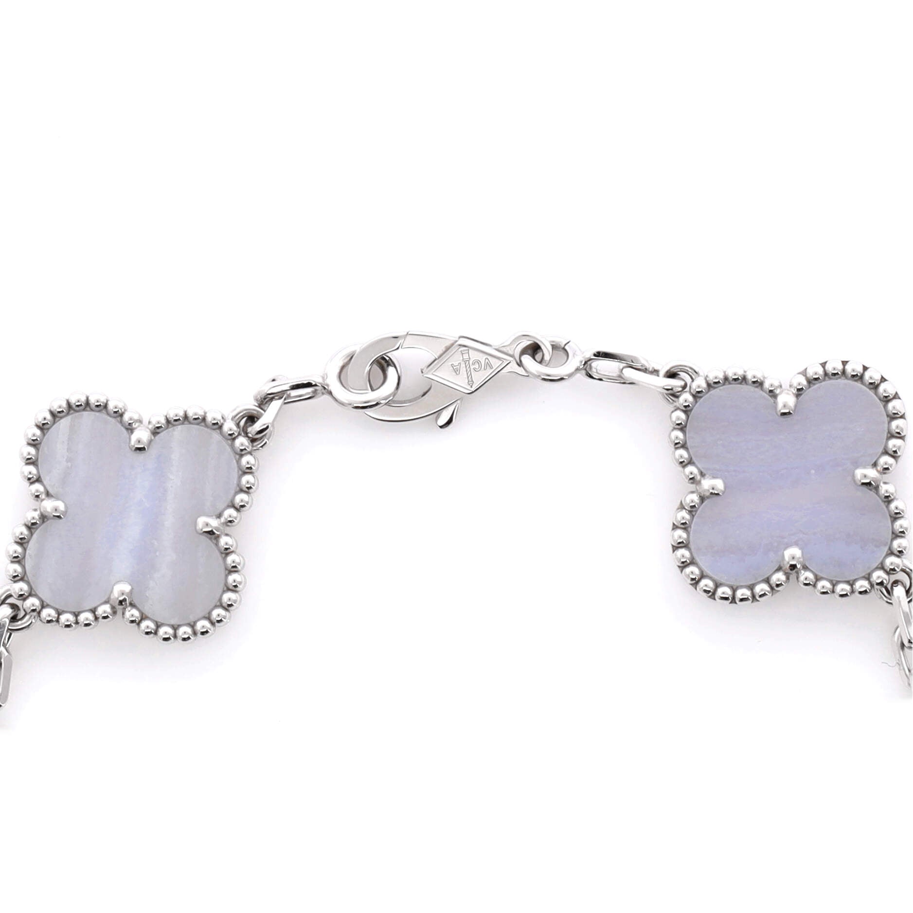 Vintage Alhambra 5 Motifs Bracelet 18K White Gold and Chalcedony