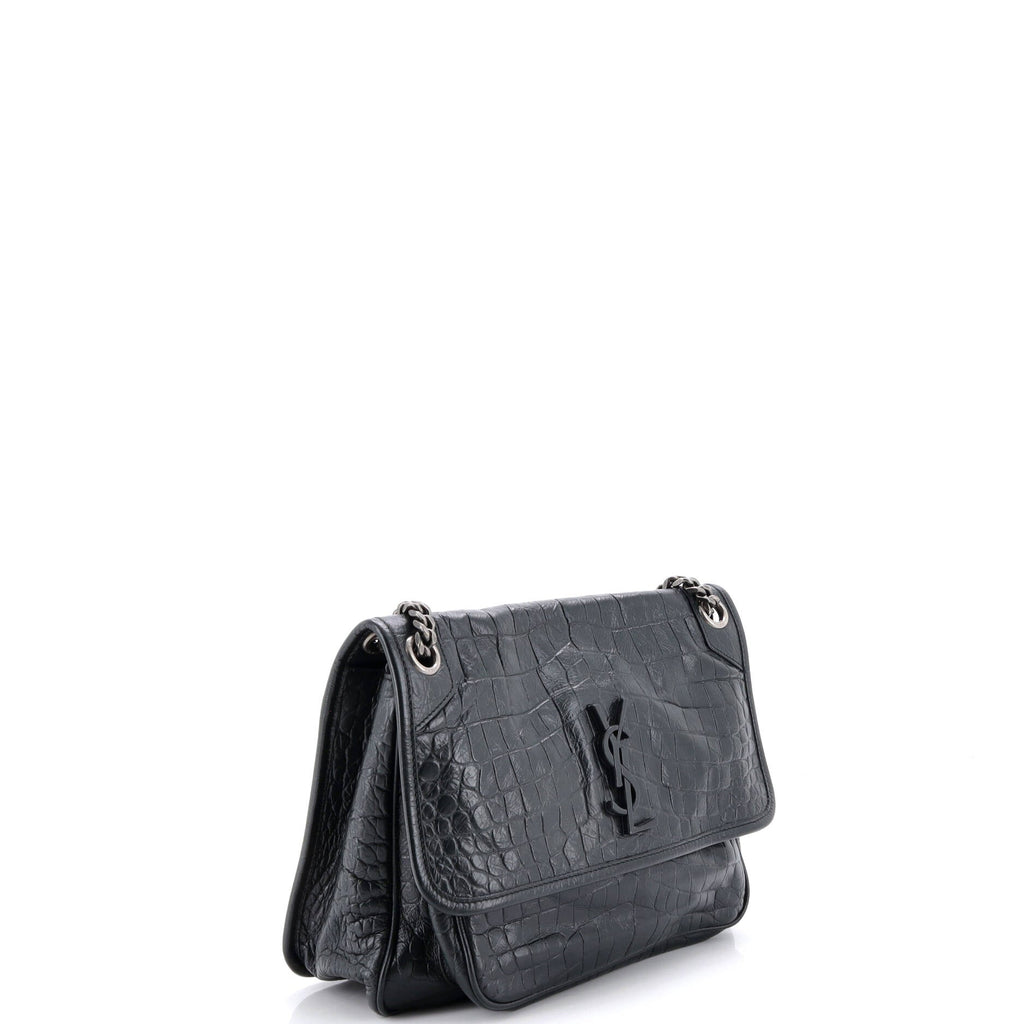 Niki Chain Flap Bag Crocodile Embossed Patent Medium