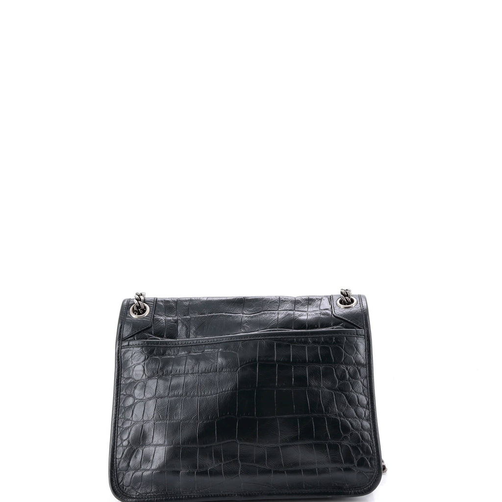 Niki Chain Flap Bag Crocodile Embossed Patent Medium