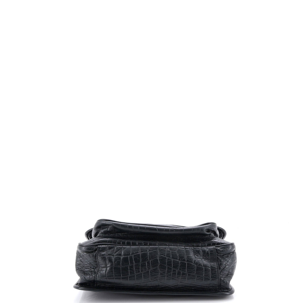 Niki Chain Flap Bag Crocodile Embossed Patent Medium