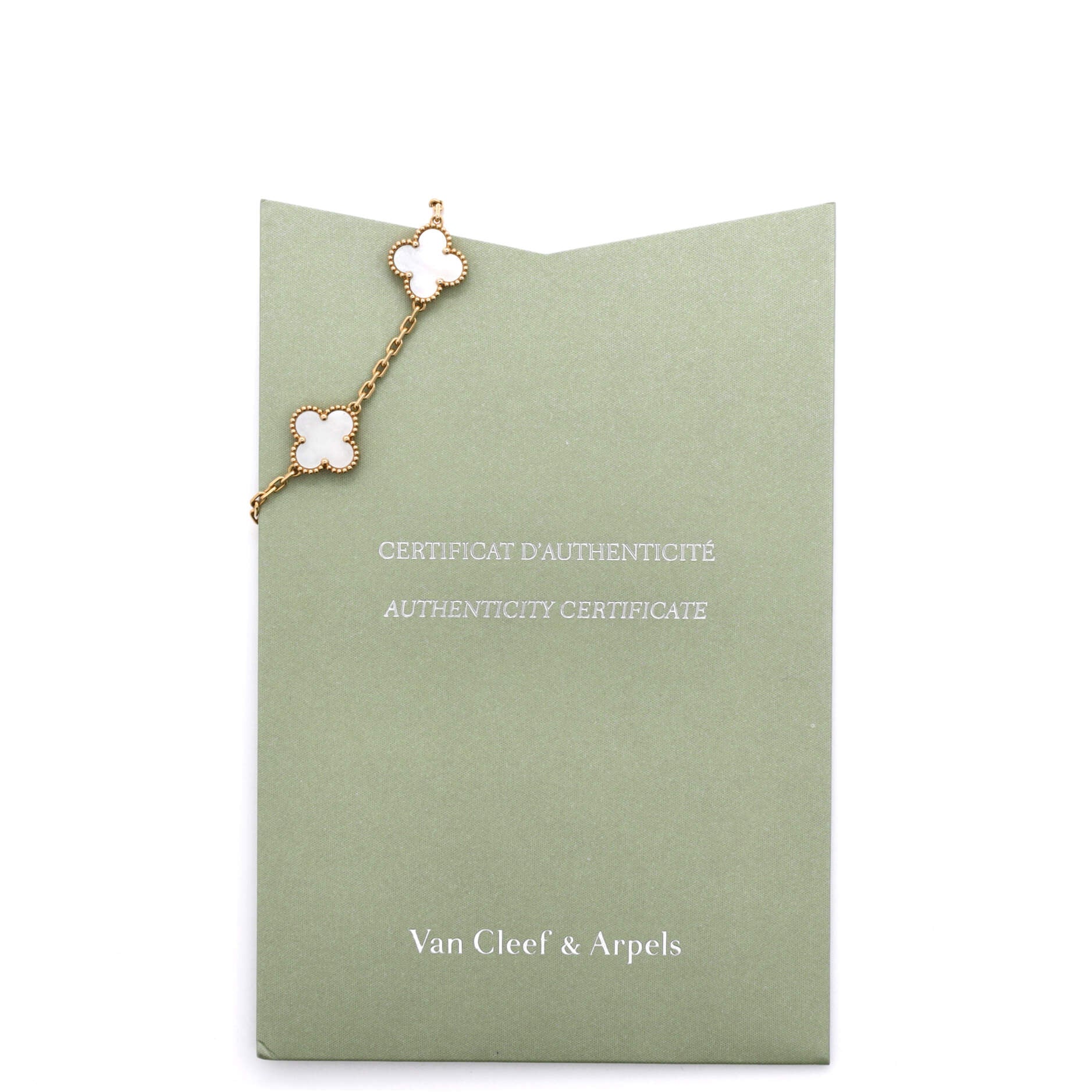 Vintage Alhambra 5 Motifs Bracelet 18K Yellow Gold and Mother of Pearl