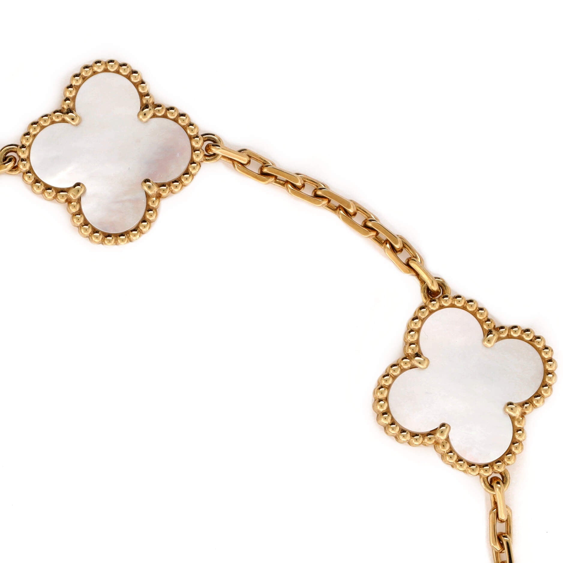 Vintage Alhambra 5 Motifs Bracelet 18K Yellow Gold and Mother of Pearl