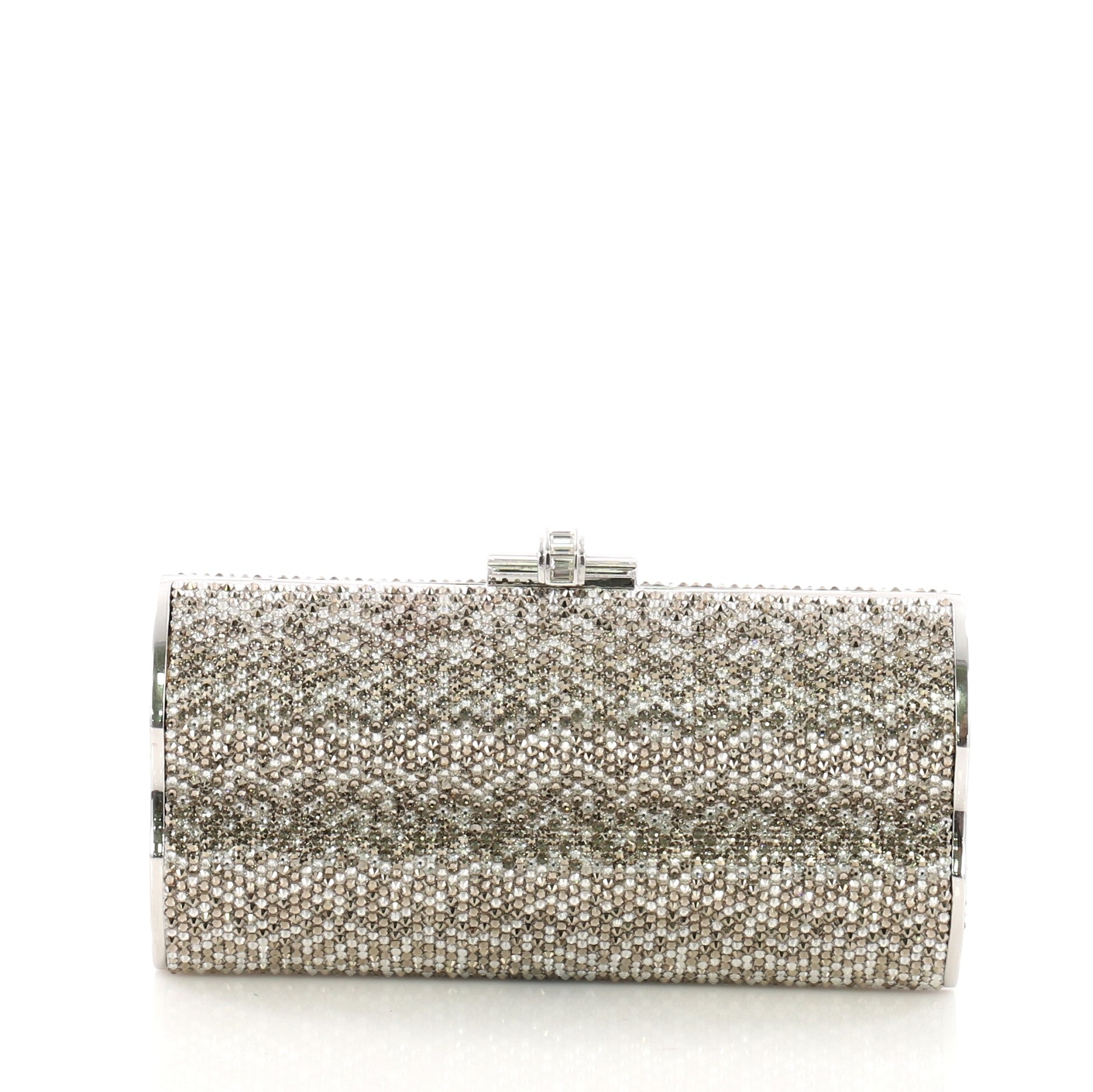 Chain Minaudiere Box Clutch Crystal Long