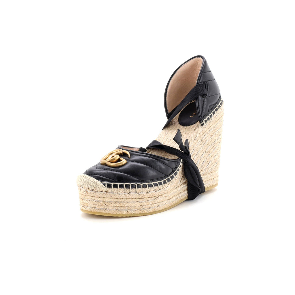 Women's GG Marmont Wedge Espadrilles Matelasse Leather