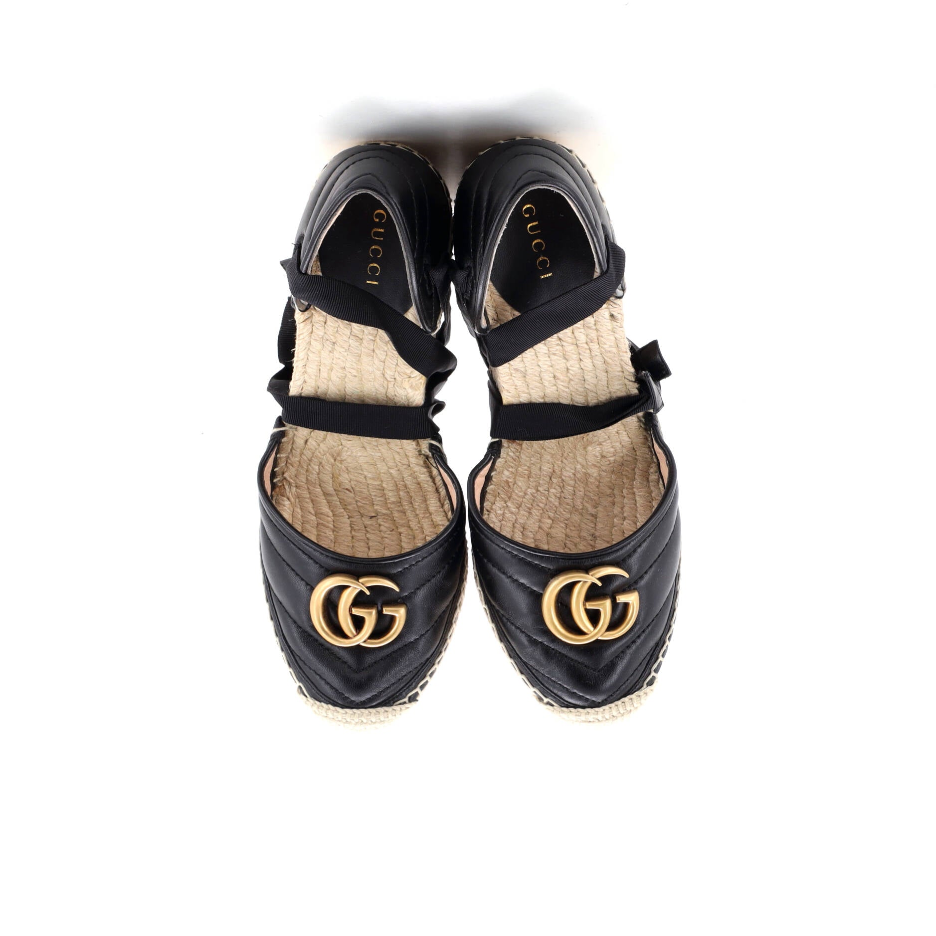 Women's GG Marmont Wedge Espadrilles Matelasse Leather