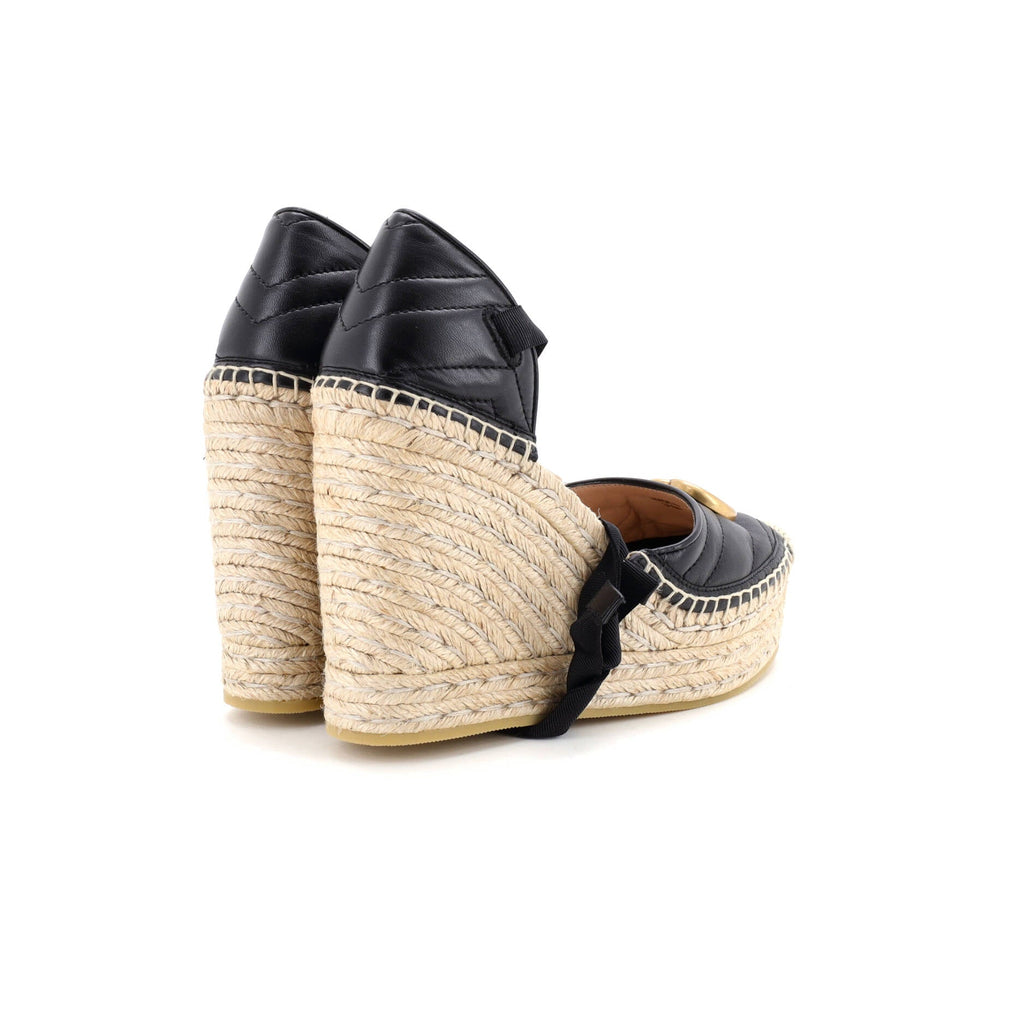 Women's GG Marmont Wedge Espadrilles Matelasse Leather