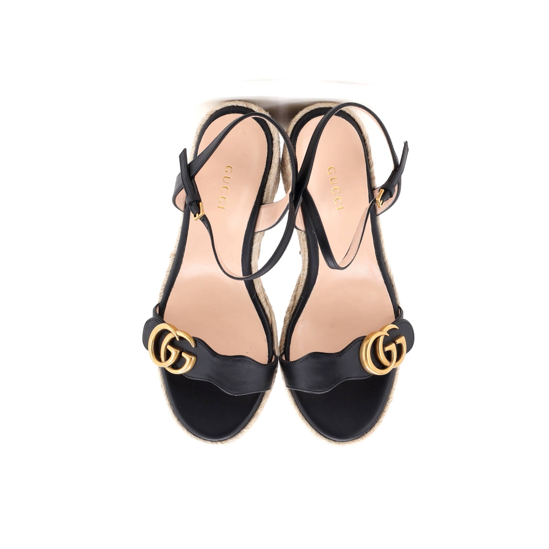 Women's GG Marmont Wedge Espadrille Sandals Leather