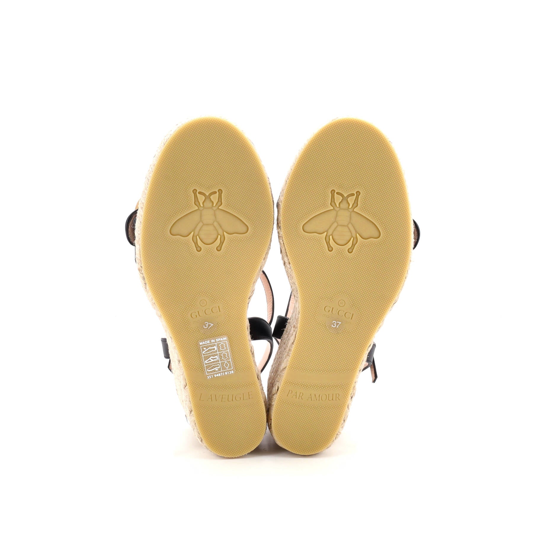 Women's GG Marmont Wedge Espadrille Sandals Leather