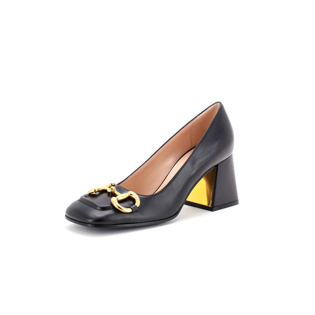 Women's Horsebit Mid-Heel Pumps Leather