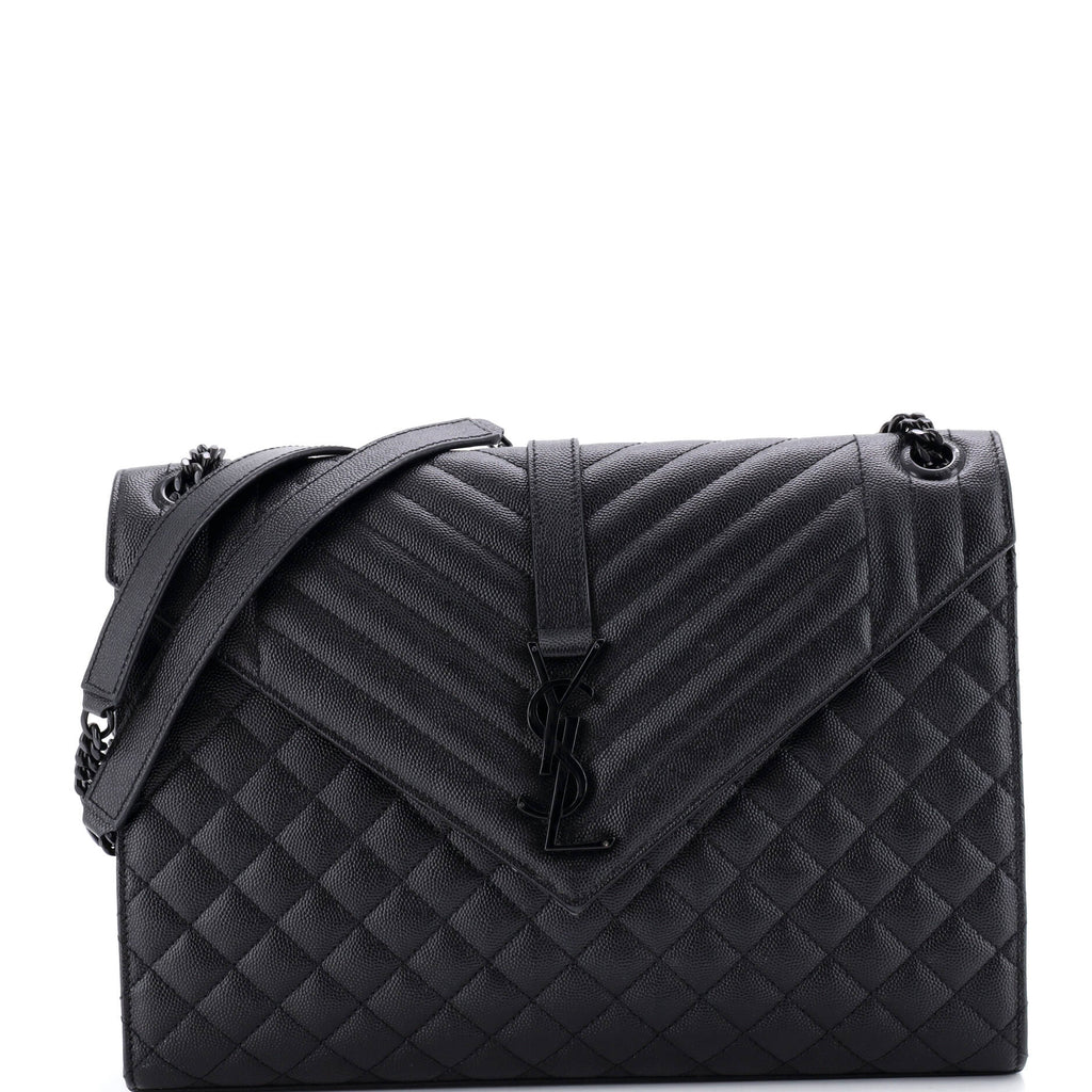 Classic Monogram Envelope Satchel Mixed Matelasse Leather Large