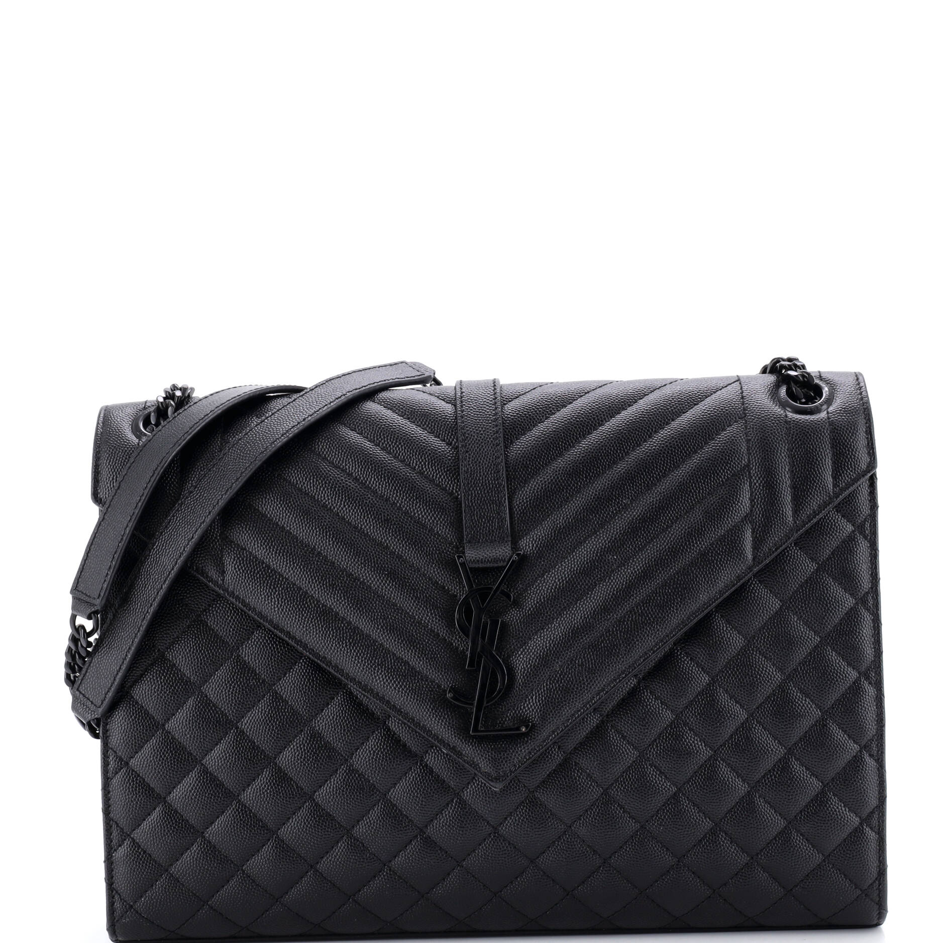 Classic Monogram Envelope Satchel Mixed Matelasse Leather Large