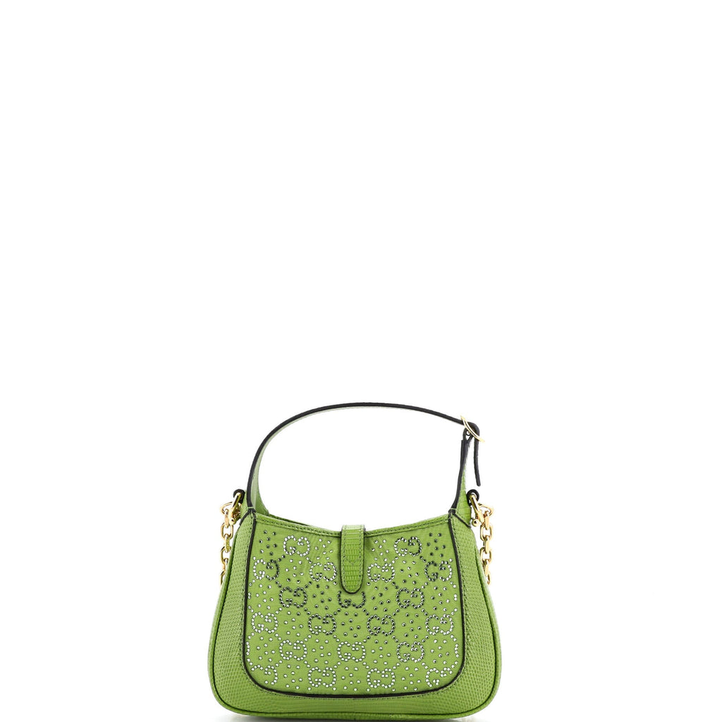 Jackie 1961 Chain Hobo Crystal GG Embellished Fabric with Lizard Mini