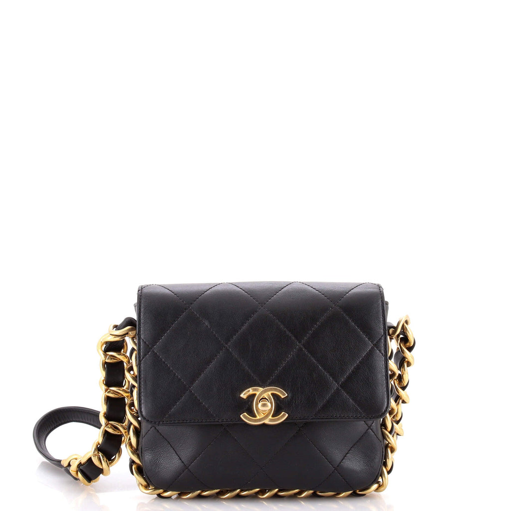 Framing Chain Flap Bag Quilted Calfskin Small