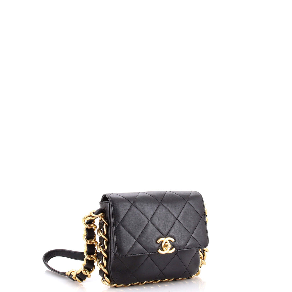 Framing Chain Flap Bag Quilted Calfskin Small