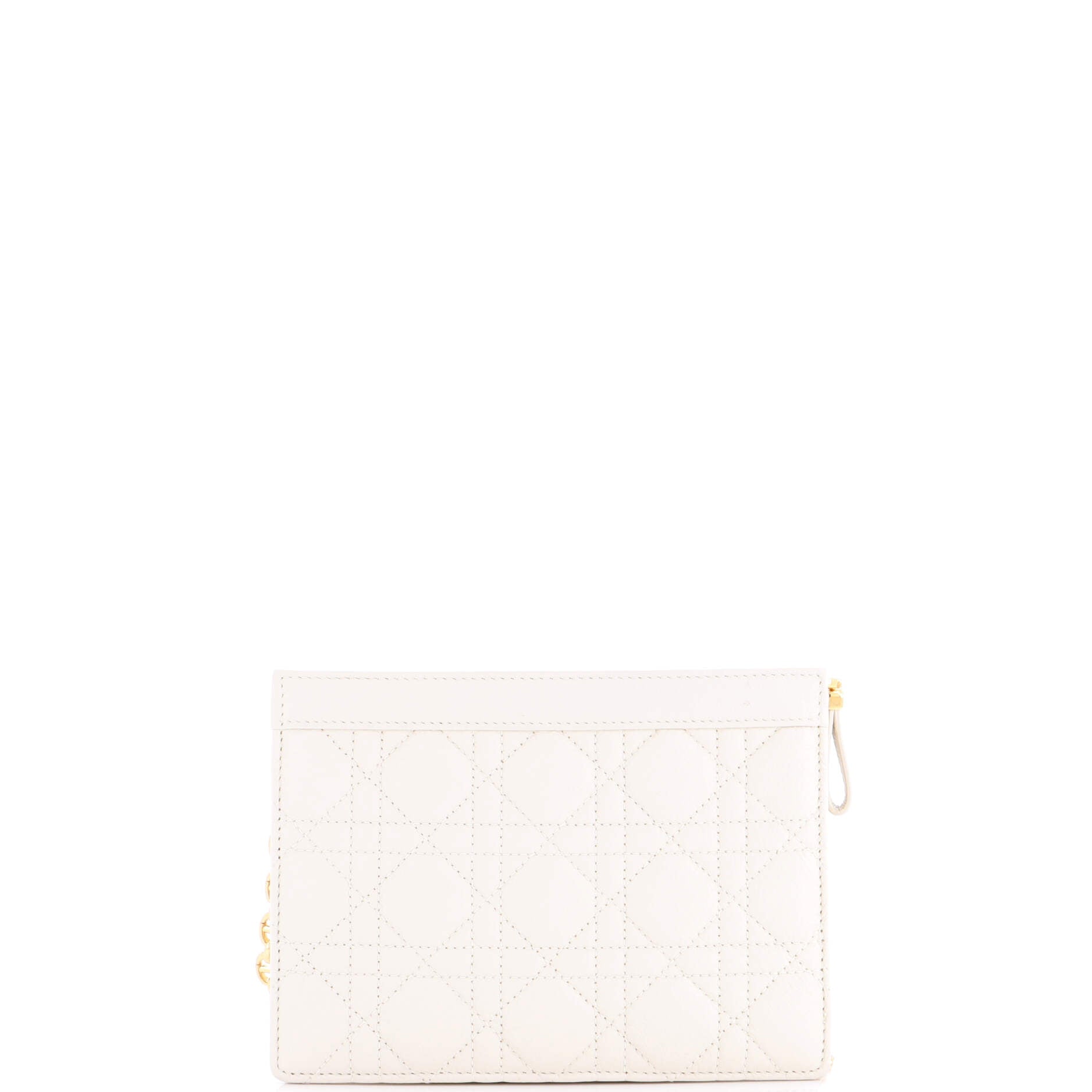 Caro Zipped Pouch With Chain Cannage Quilt Leather