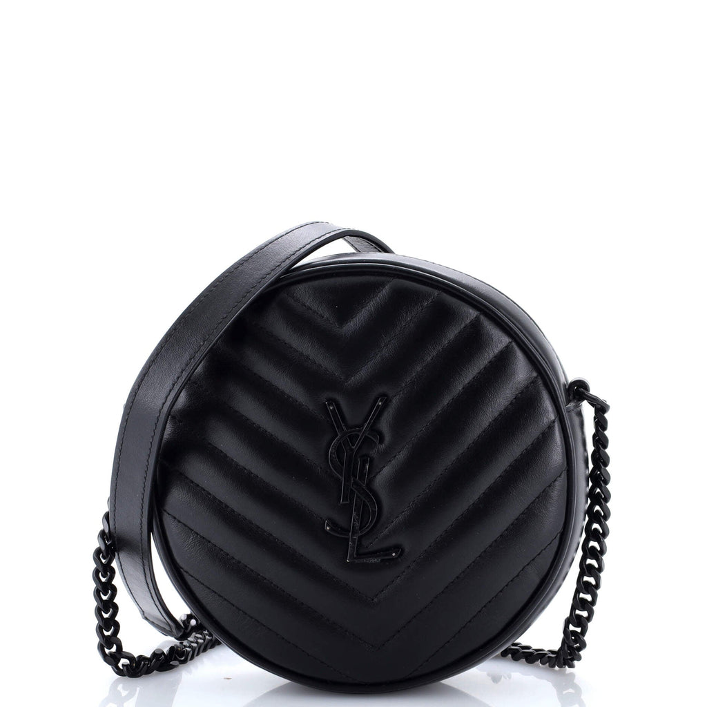 Vinyle Round Camera Bag Matelasse Chevron Leather