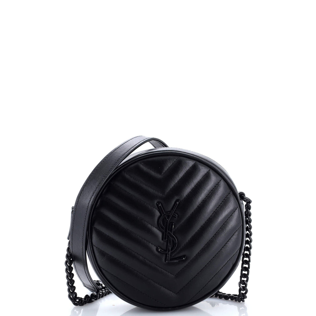 Vinyle Round Camera Bag Matelasse Chevron Leather