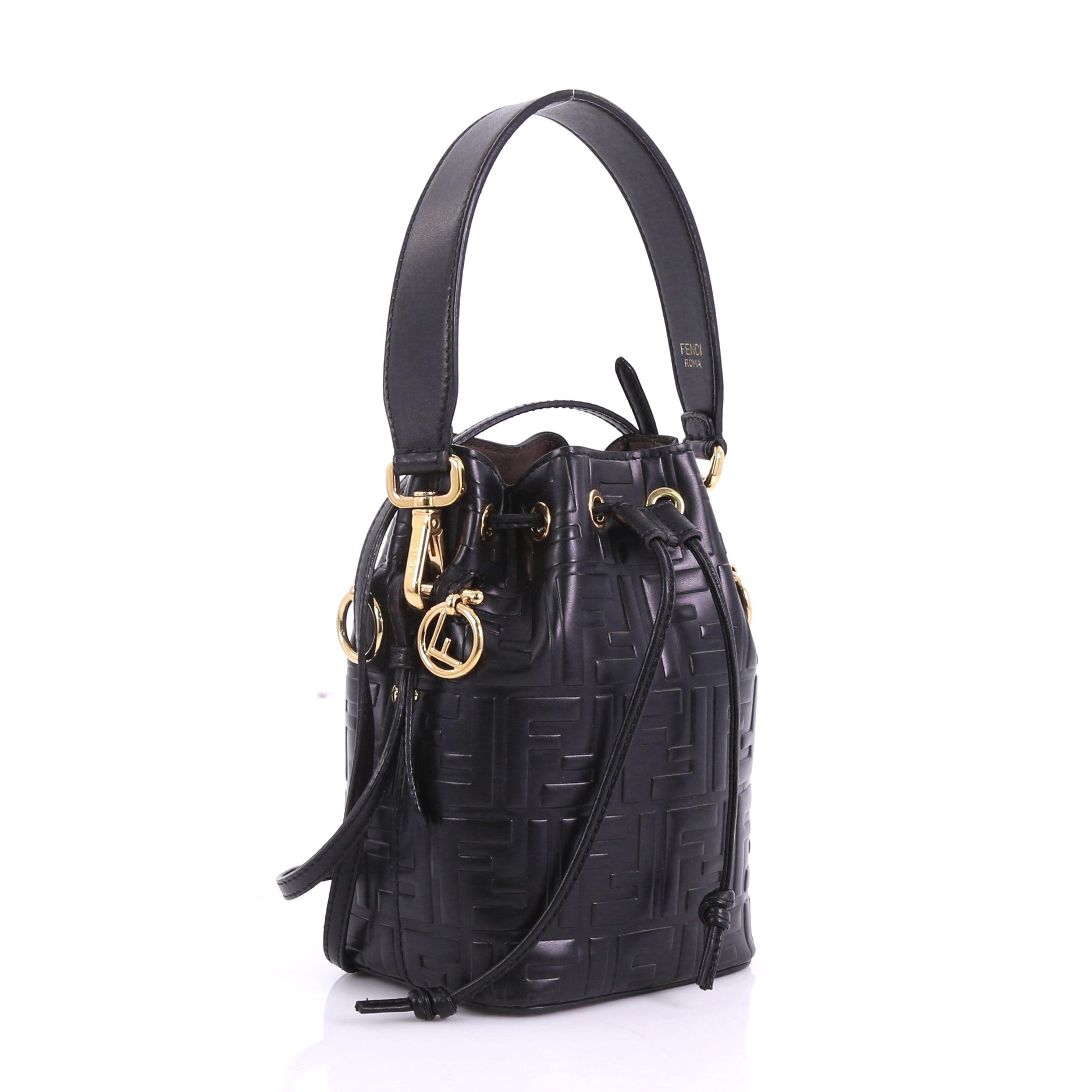 Mon Tresor Bucket Bag Zucca Embossed Leather Mini