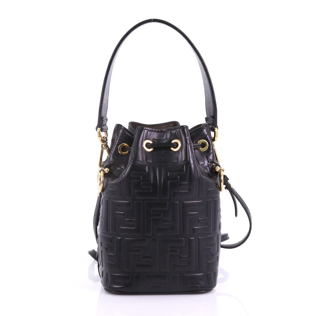 Mon Tresor Bucket Bag Zucca Embossed Leather Mini