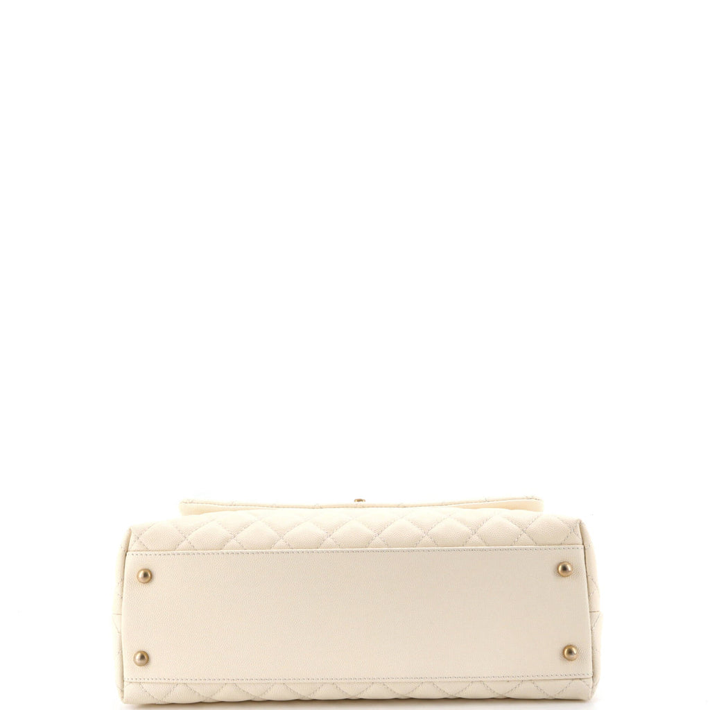 Coco Top Handle Bag Quilted Caviar with Lizard Medium