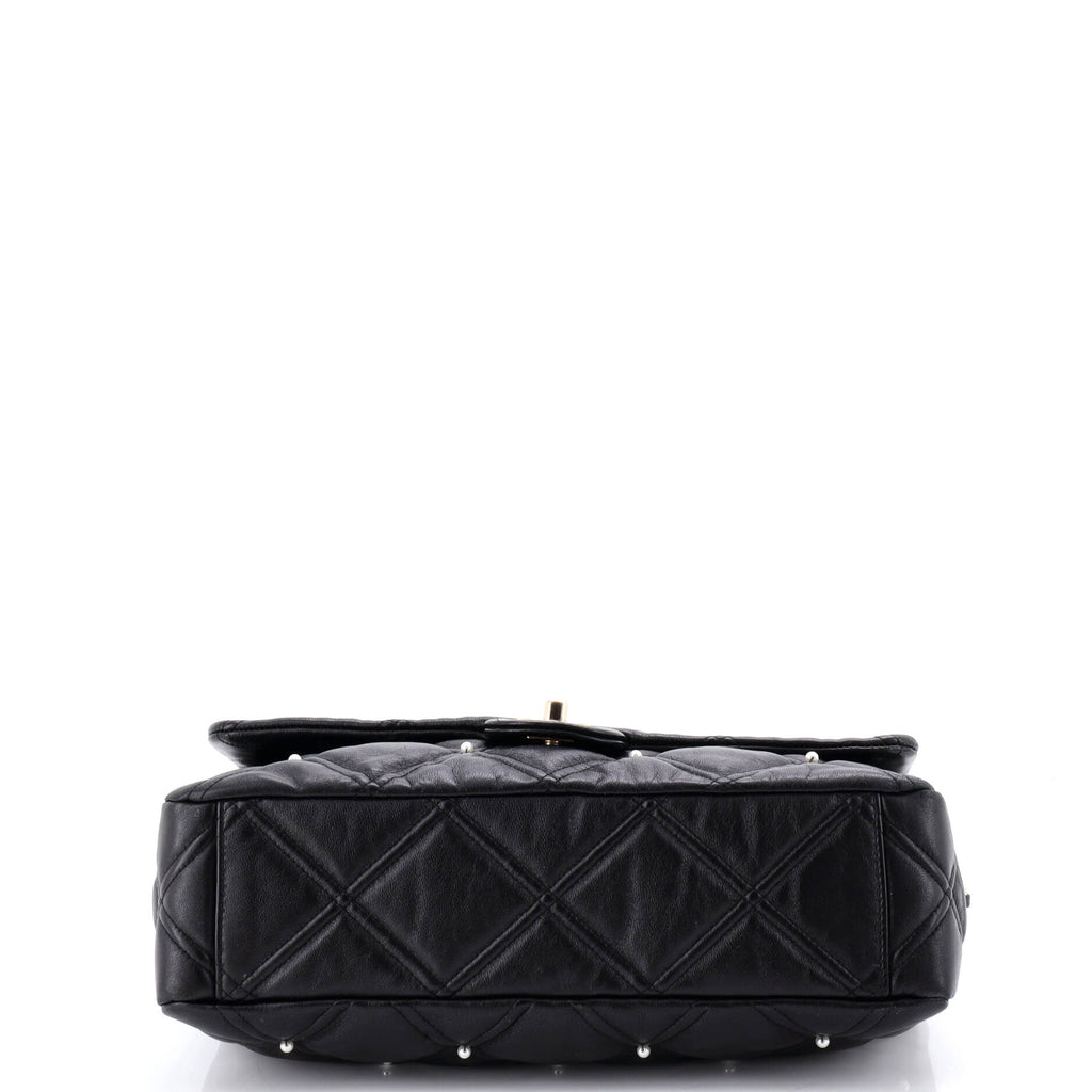 CC Flap Bag Pearl Studded Quilted Lambskin Medium