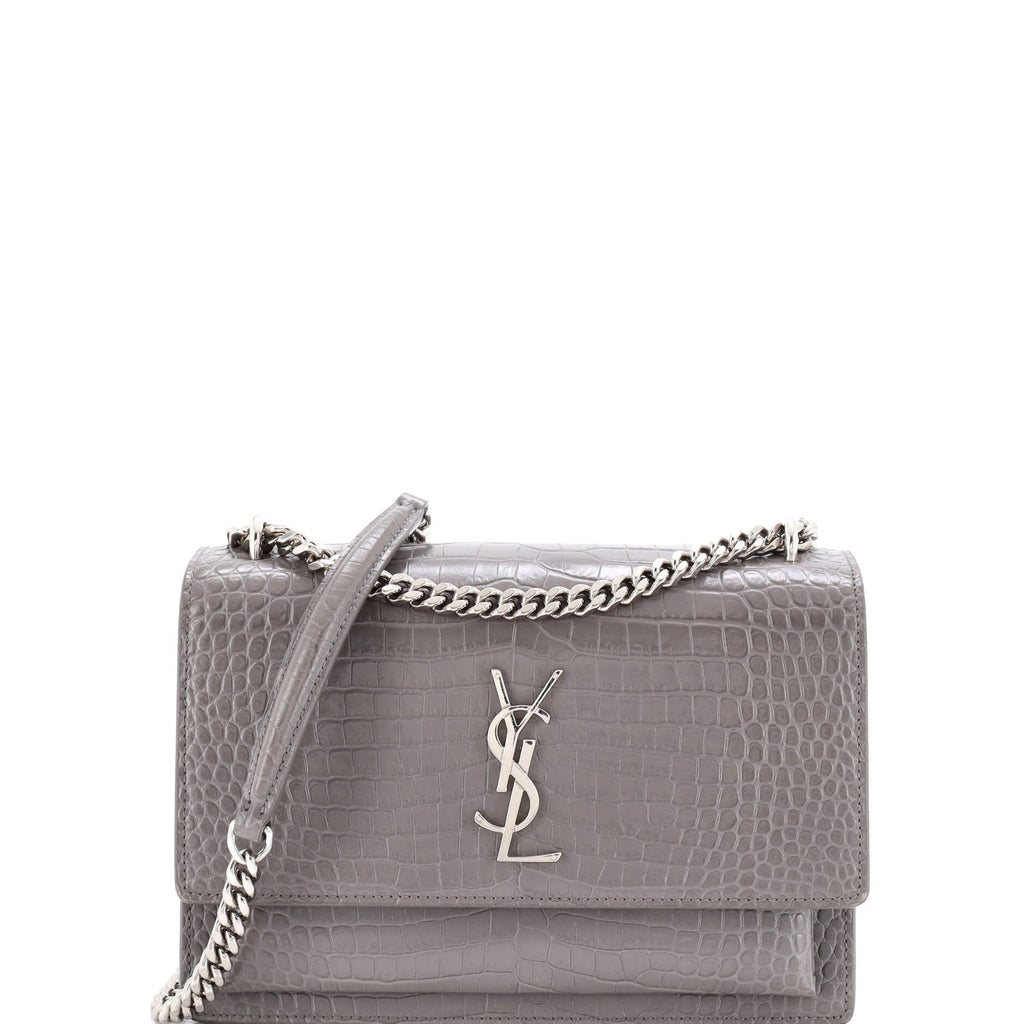 Sunset Crossbody Bag Crocodile Embossed Leather Medium