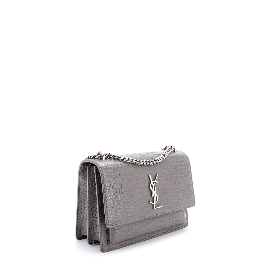 Sunset Crossbody Bag Crocodile Embossed Leather Medium