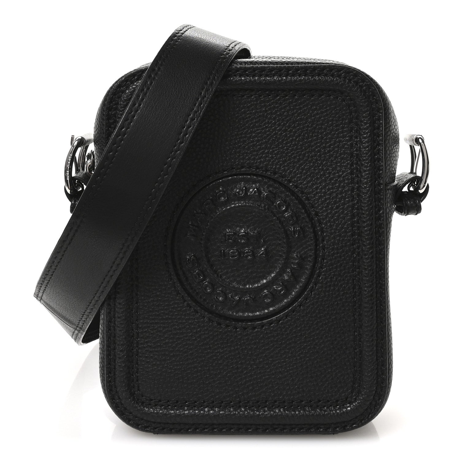Calfskin Signet Stitched Crossbody Bag Black
