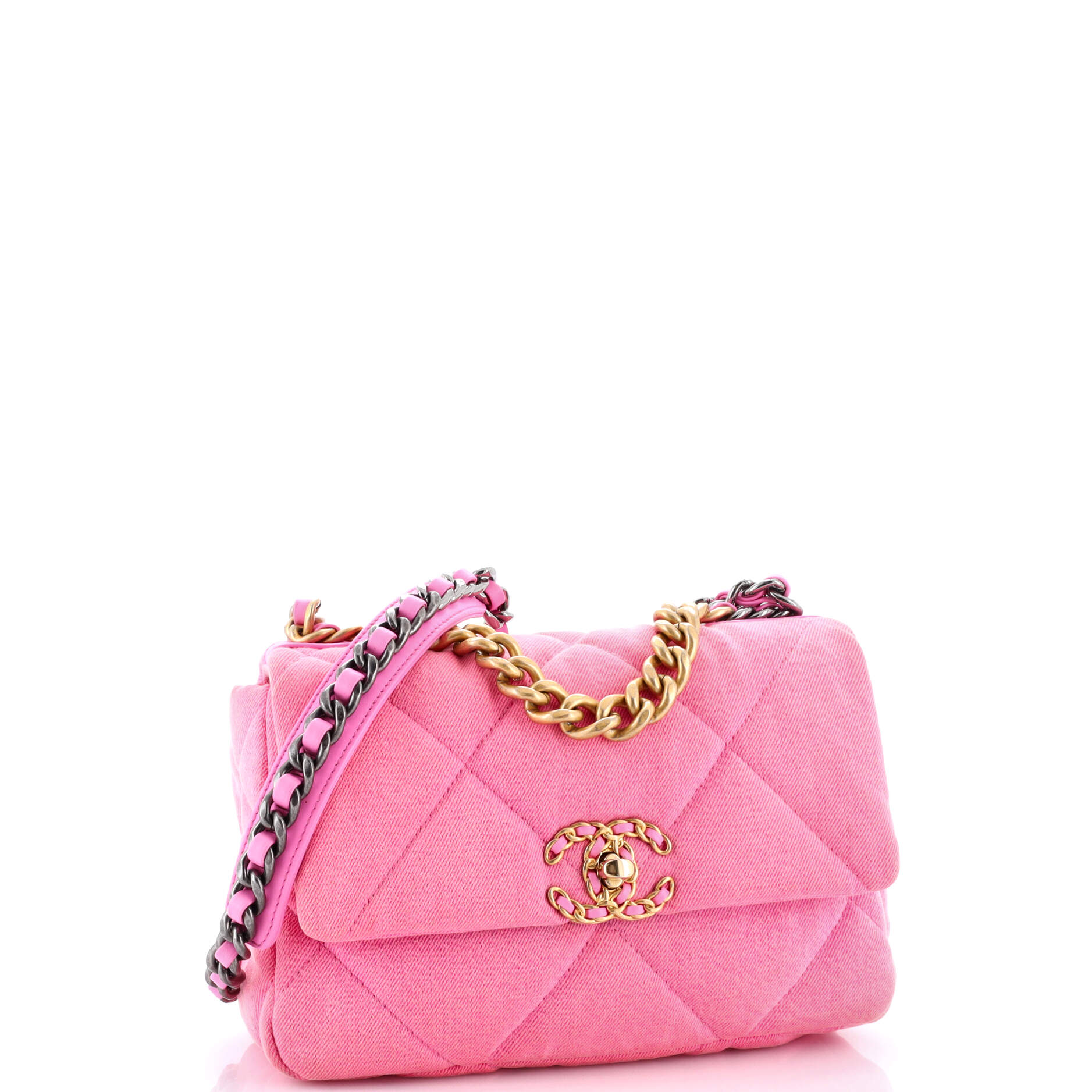 19 Flap Bag Quilted Denim Medium