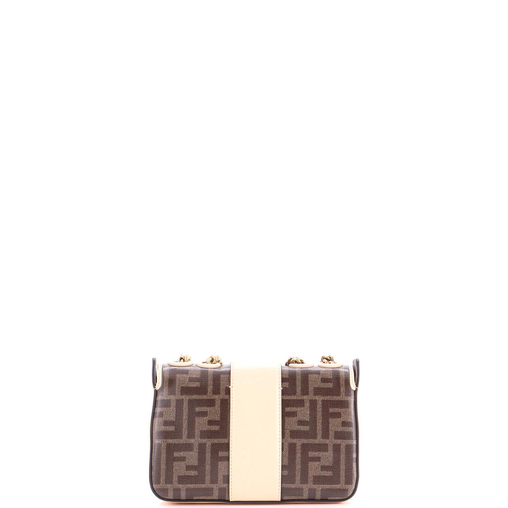 FF Logo Stamp Flap Bag Zucca Coated Canvas and Leather Small