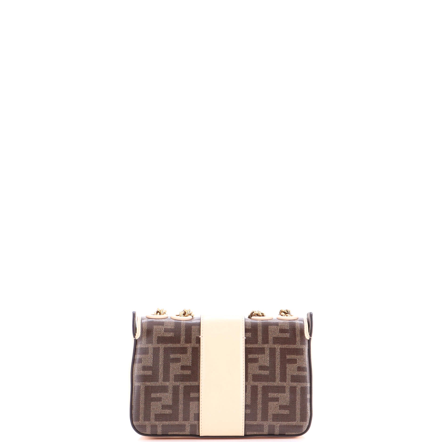 FF Logo Stamp Flap Bag Zucca Coated Canvas and Leather Small