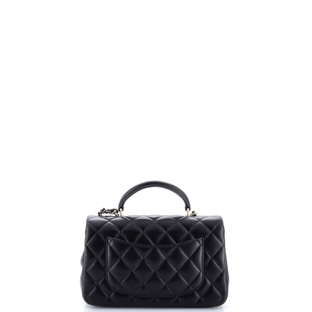 Classic Single Flap Top Handle Bag Quilted Lambskin Mini