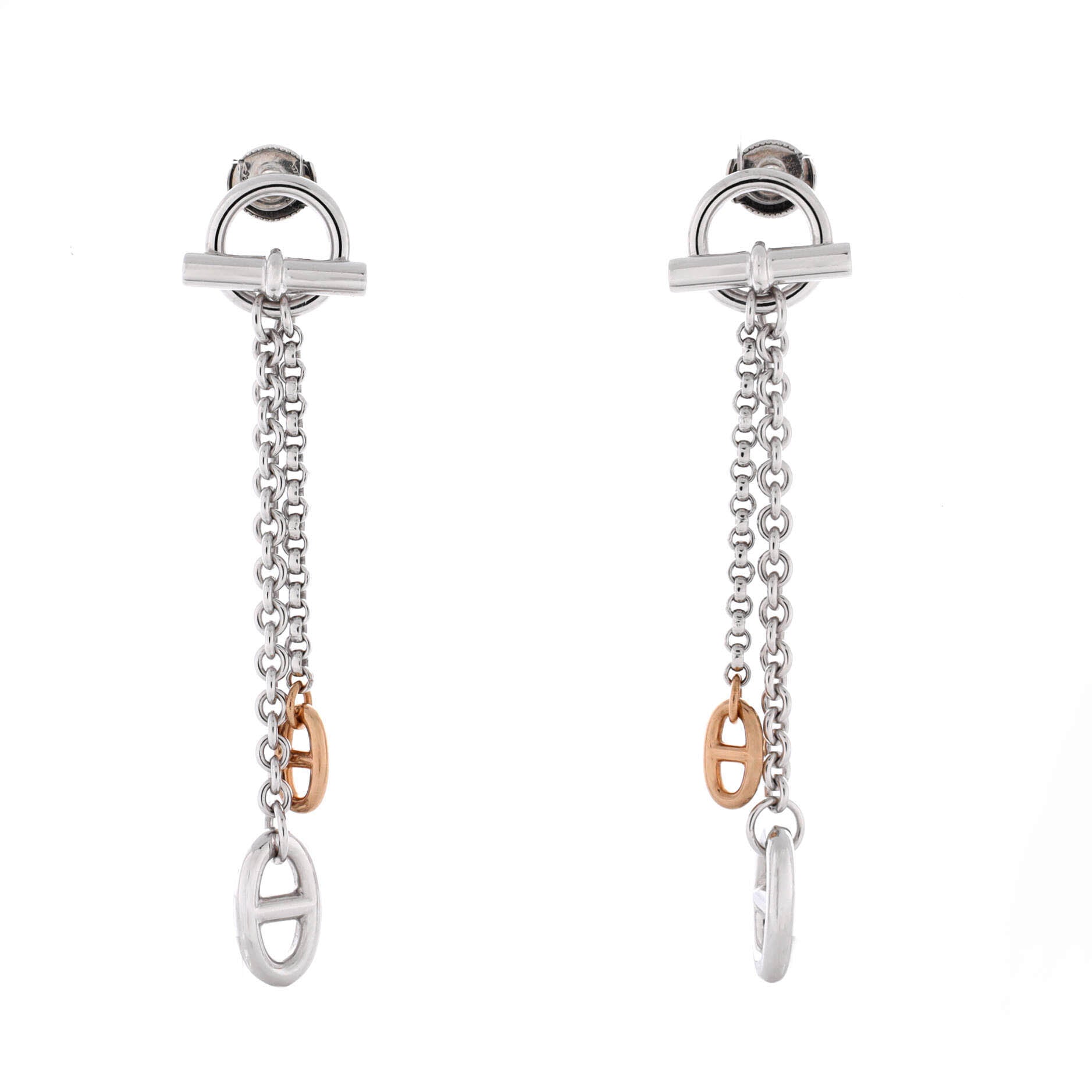 New Farandole Drop Earrings Sterling Silver and 18K Rose Gold Medium
