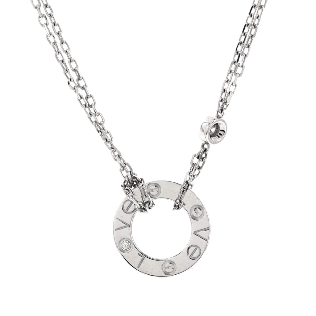2 Diamonds Love Pendant Necklace 18K White Gold with Diamonds