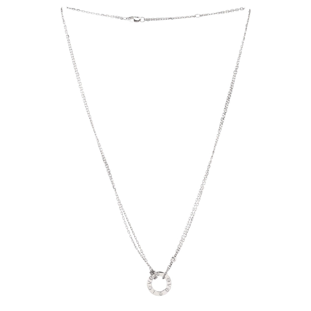 2 Diamonds Love Pendant Necklace 18K White Gold with Diamonds