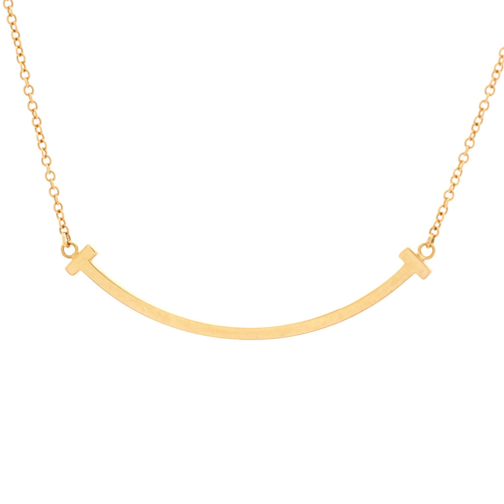 T Smile Pendant Necklace 18K Rose Gold Small