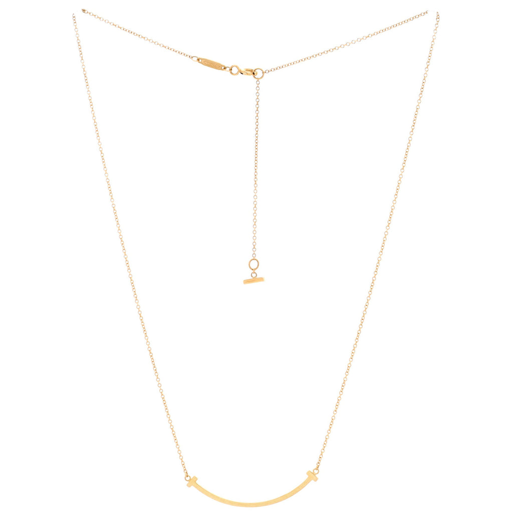 T Smile Pendant Necklace 18K Rose Gold Small