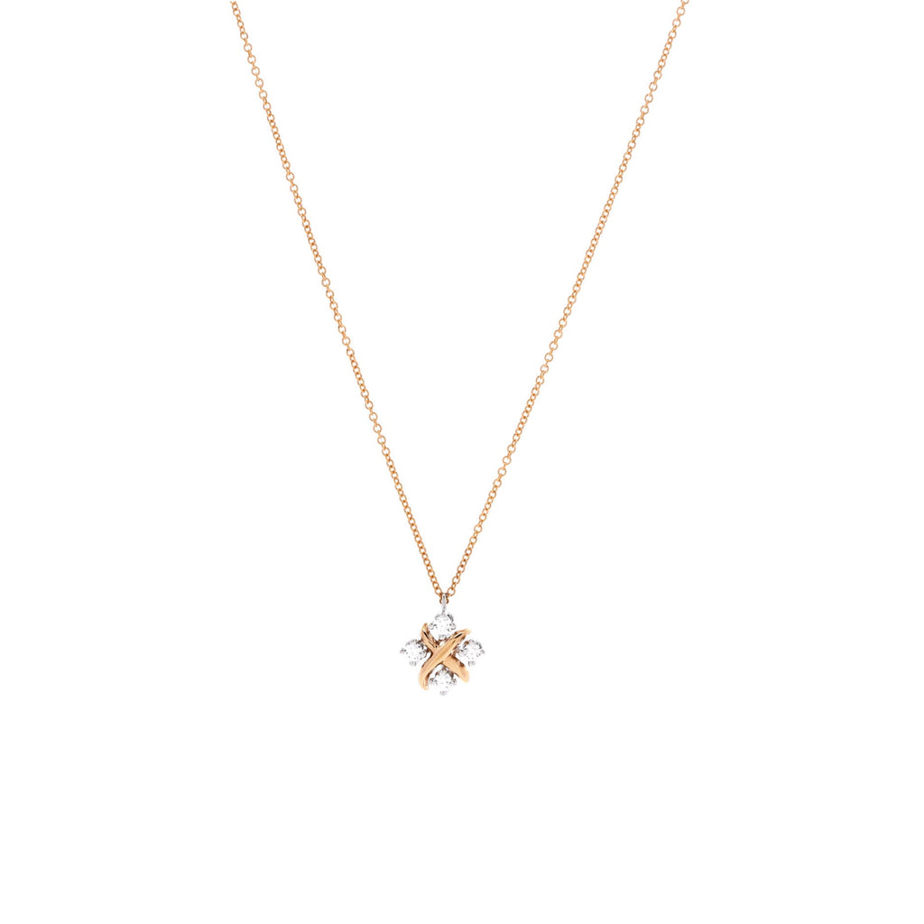 Schlumberger Lynn Pendant Necklace 18K Rose Gold and Platinum with Diamonds