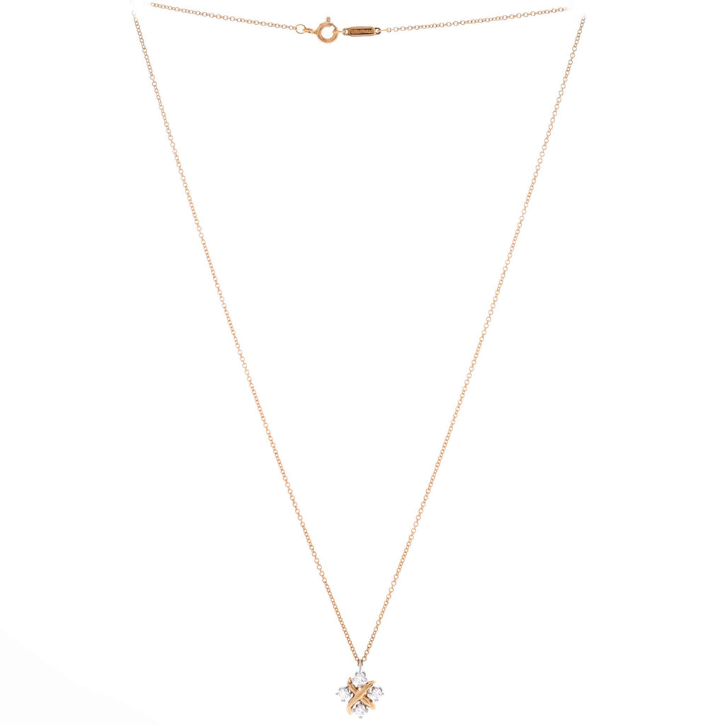 Schlumberger Lynn Pendant Necklace 18K Rose Gold and Platinum with Diamonds