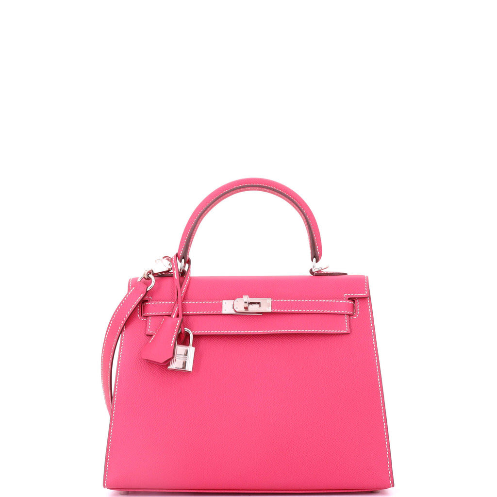Kelly Handbag Rose Tyrien Epsom with Palladium Hardware 25