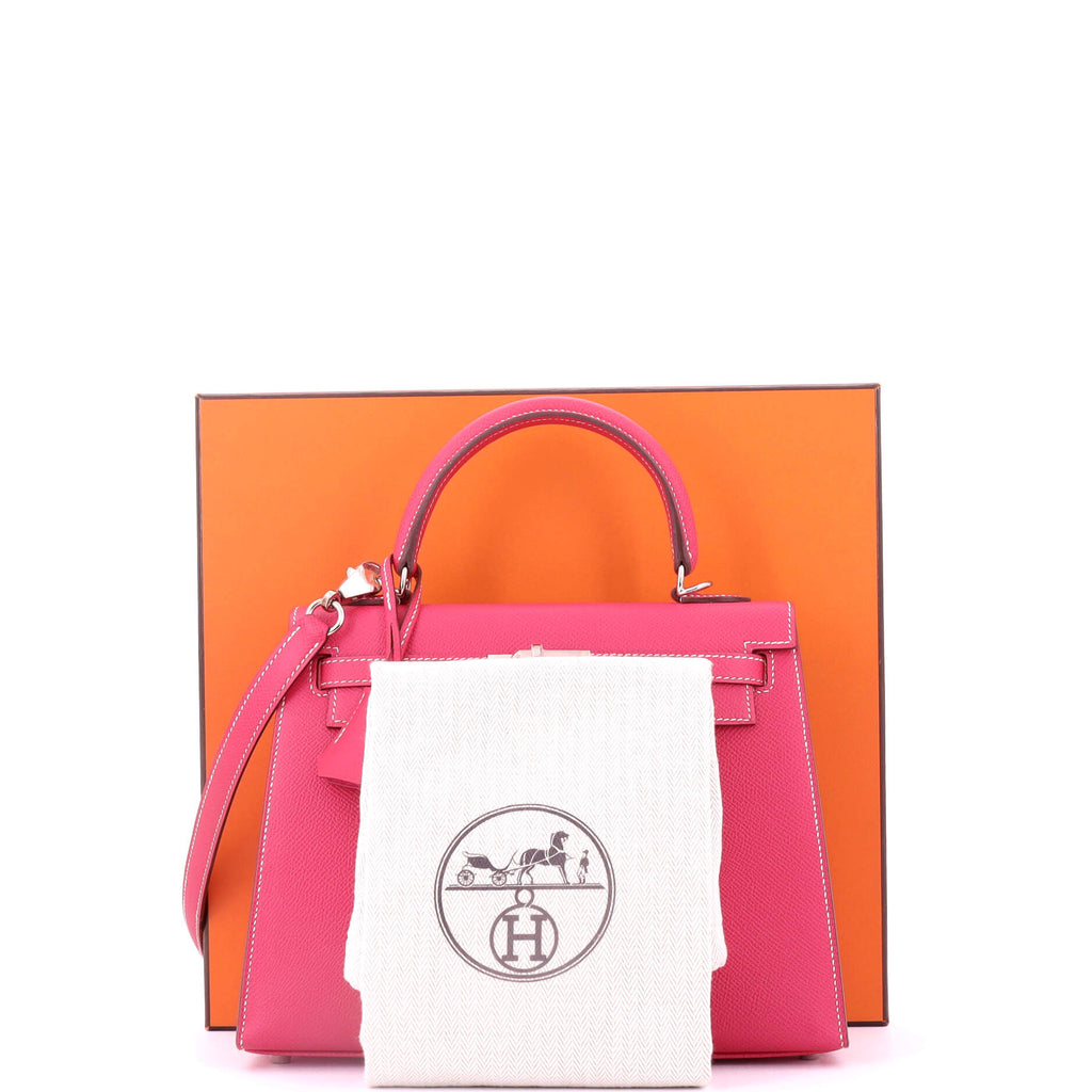 Kelly Handbag Rose Tyrien Epsom with Palladium Hardware 25