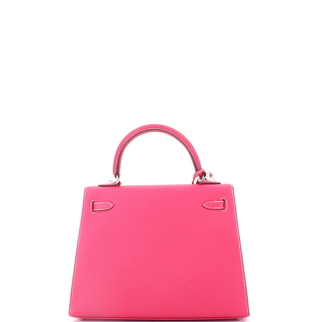 Kelly Handbag Rose Tyrien Epsom with Palladium Hardware 25