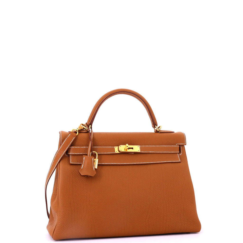 Kelly Handbag Gold Togo with Gold Hardware 32