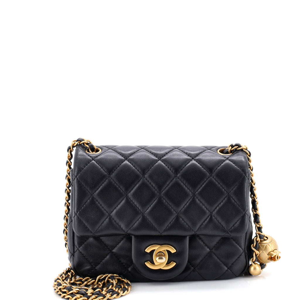Pearl Crush Square Flap Bag Quilted Lambskin Mini